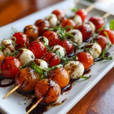 Festive Caprese Skewers with Balsamic Drizzle You’ll Love!