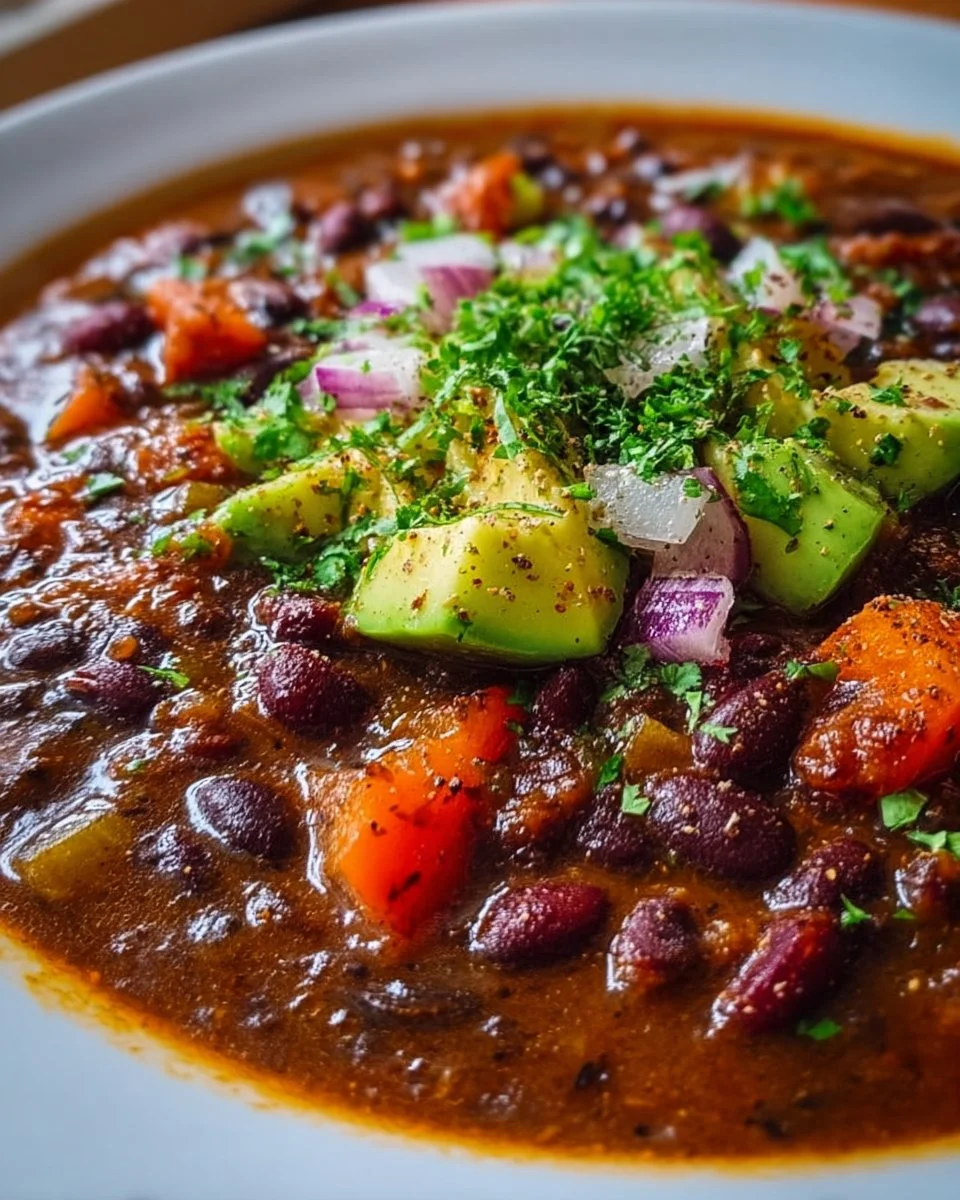 Bowl of healthy black bean soup garnished with cilantro and lime.