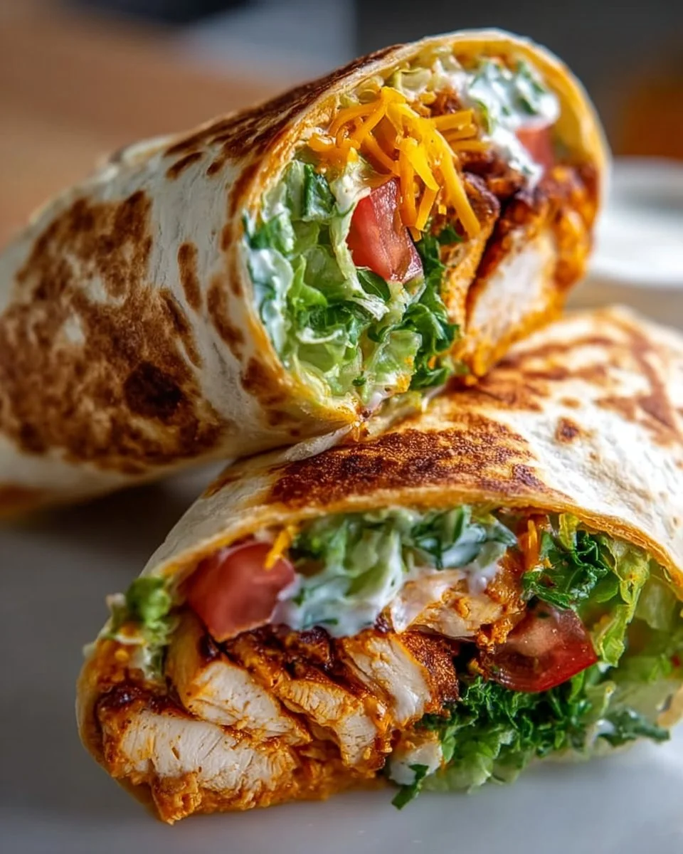 Delicious Buffalo Chicken Wrap showcasing vibrant flavors and toppings.
