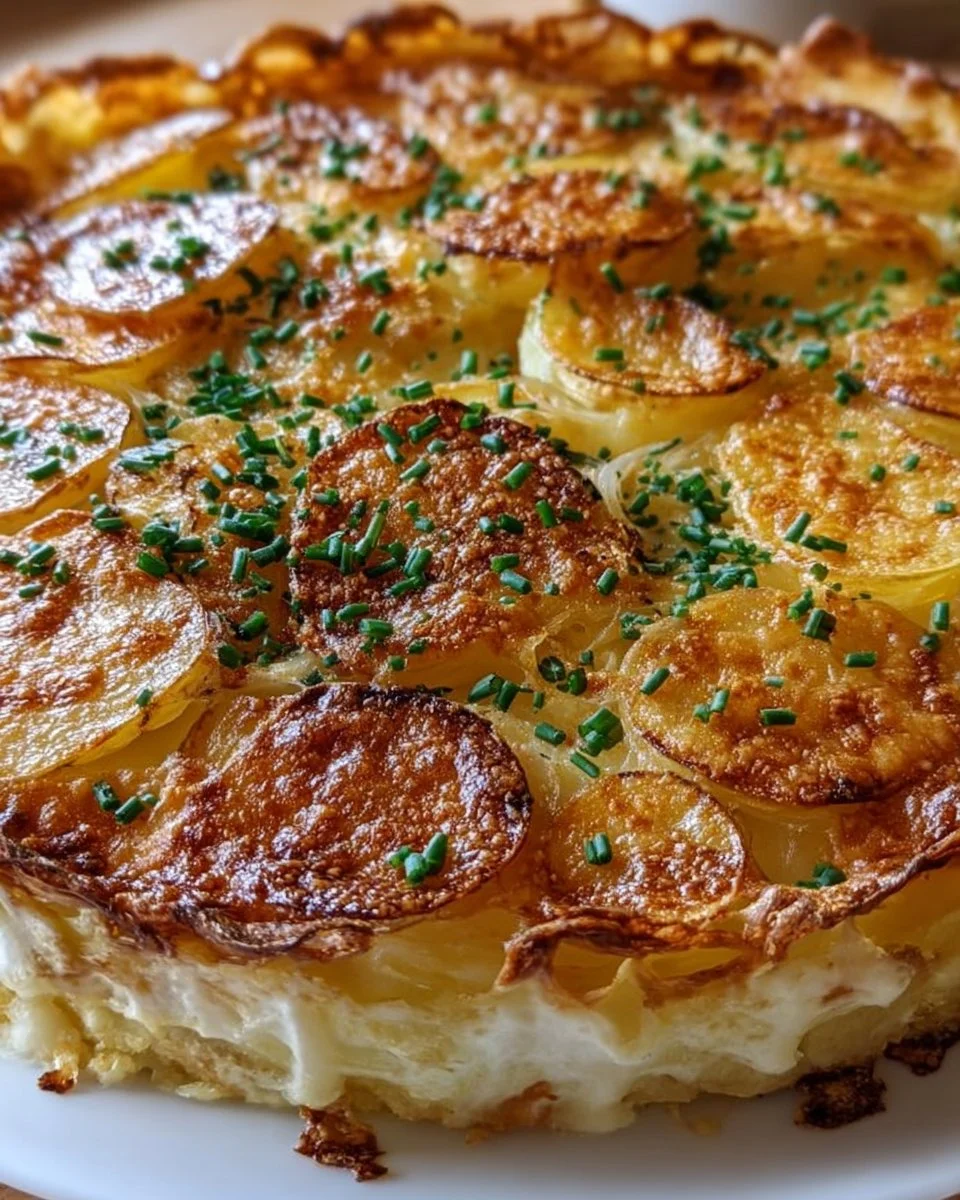 Creamy cheese and potato pie baked to golden perfection