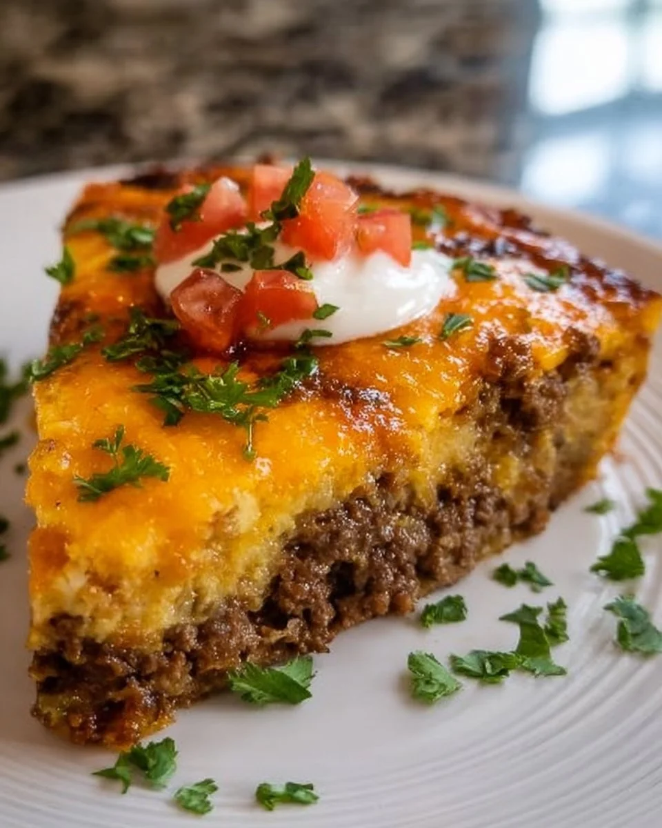 Delicious crustless taco pie, perfect for keto, low carb, and gluten-free diets.