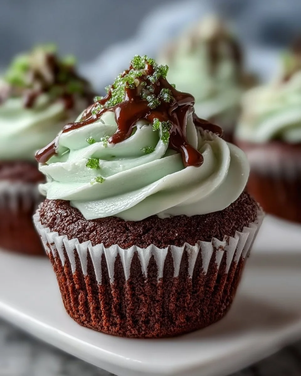 Delicious Green Velvet Cupcakes topped with cream cheese frosting