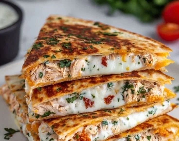 Delicious Keto Chicken Quesadilla served on a plate with melted cheese