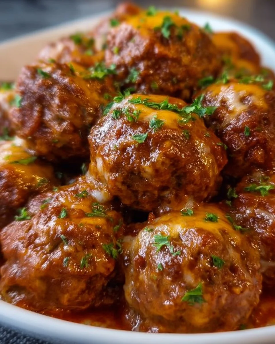 Low carb enchilada meatballs served on a plate with garnishes.