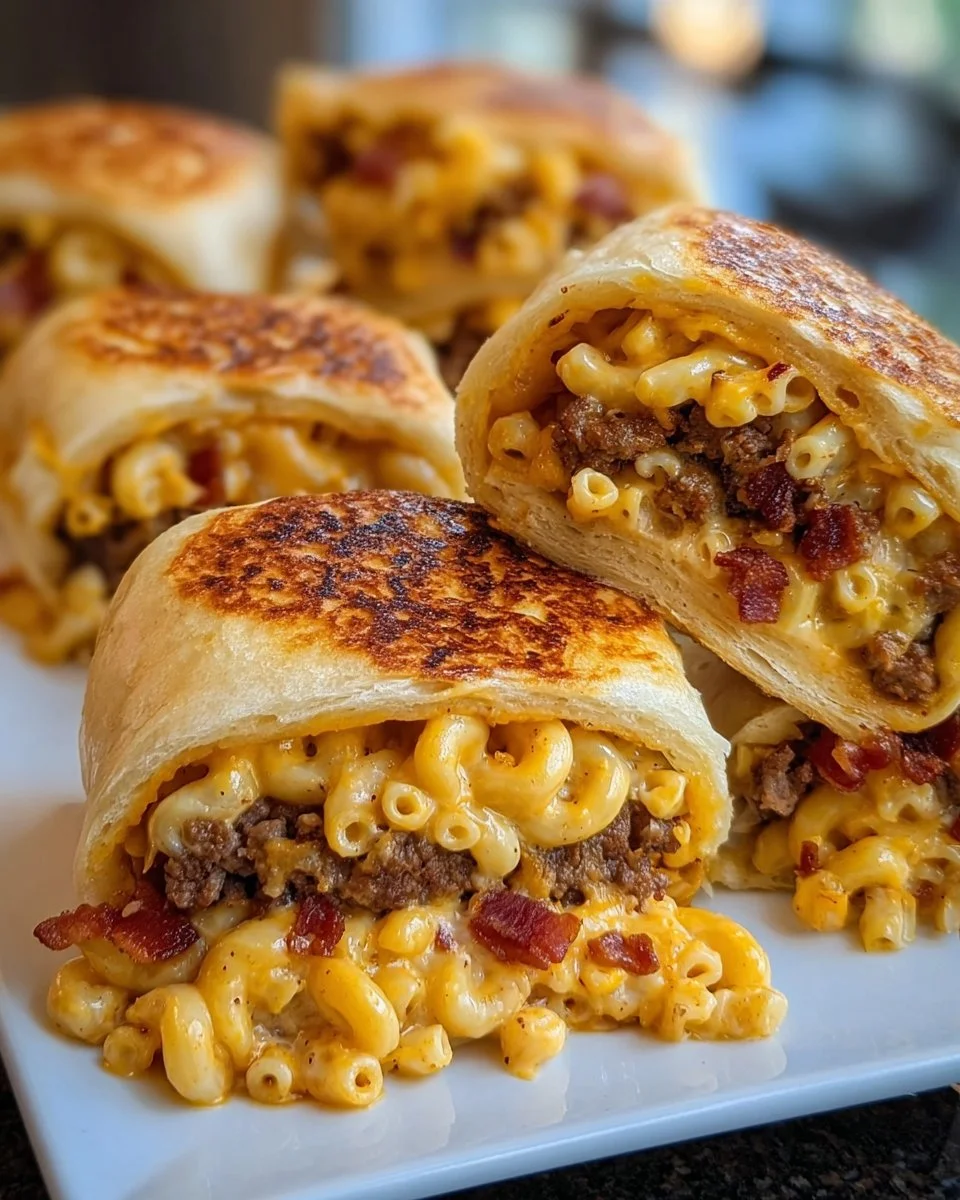 Delicious Mac Cheese Bacon Burger Rolls served on a plate