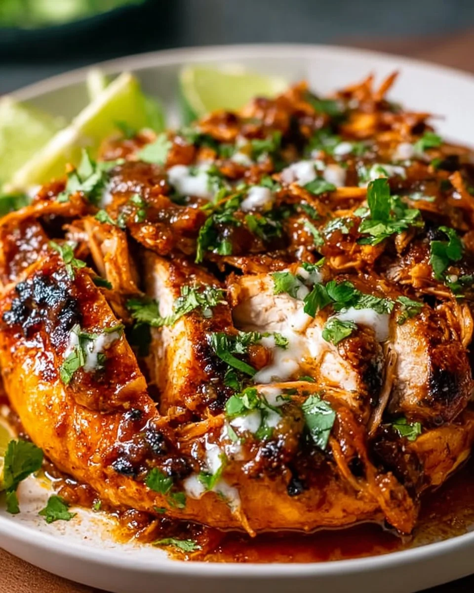 Juicy Mexican shredded chicken served in tacos with toppings