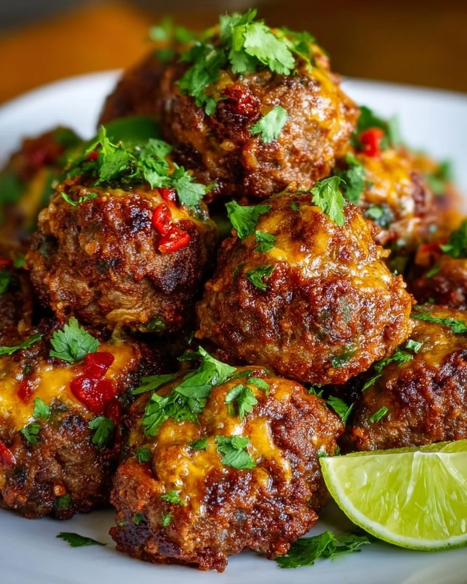 Spicy Mexican Donkey Balls garnished with fresh ingredients