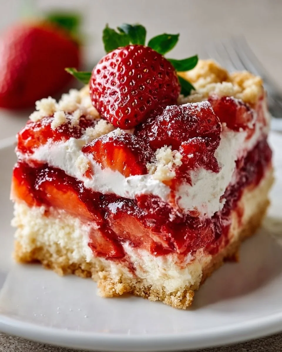 Delicious Strawberry Dump Cake served with fresh strawberries