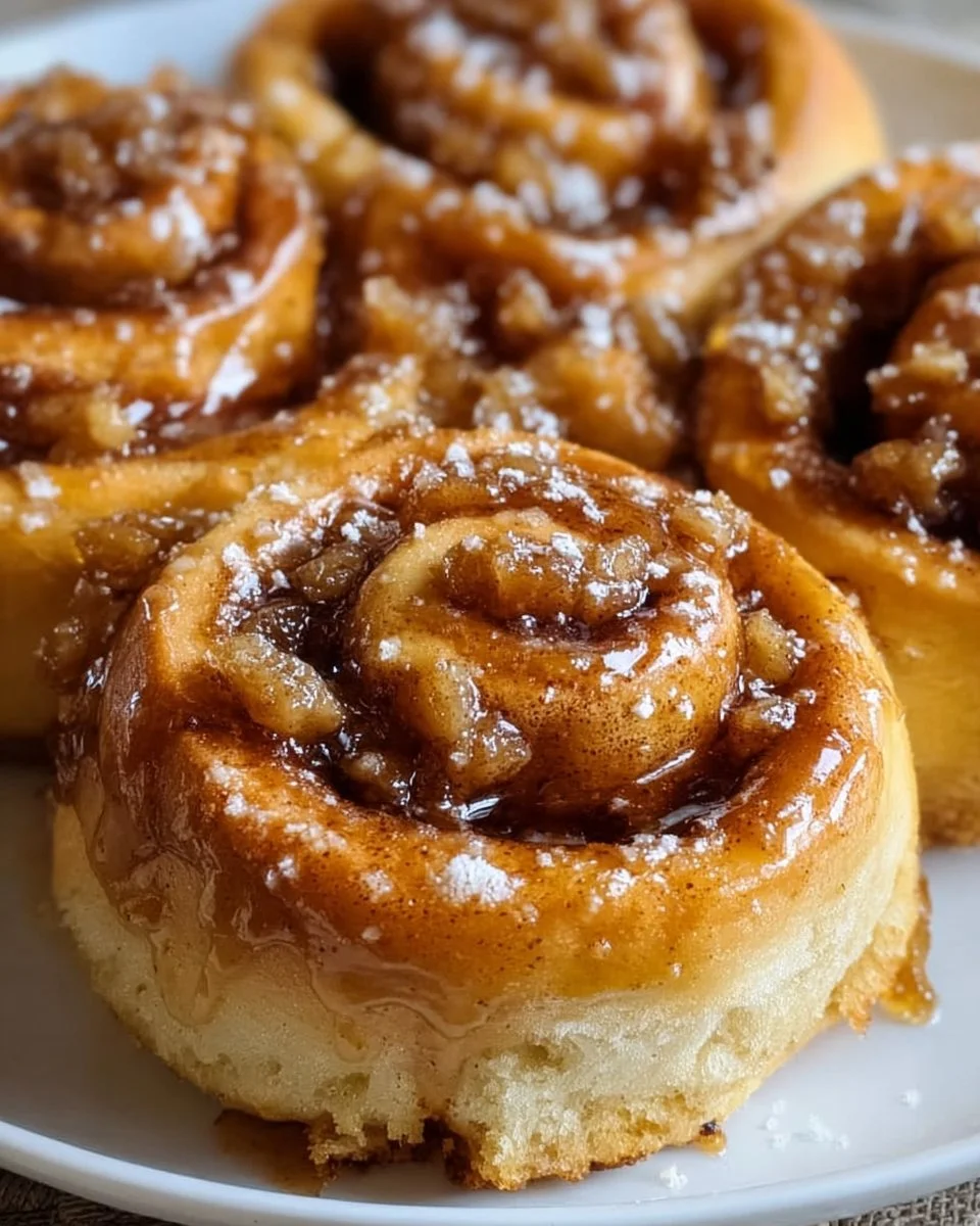 Delicious apple pie cinnamon rolls topped with icing