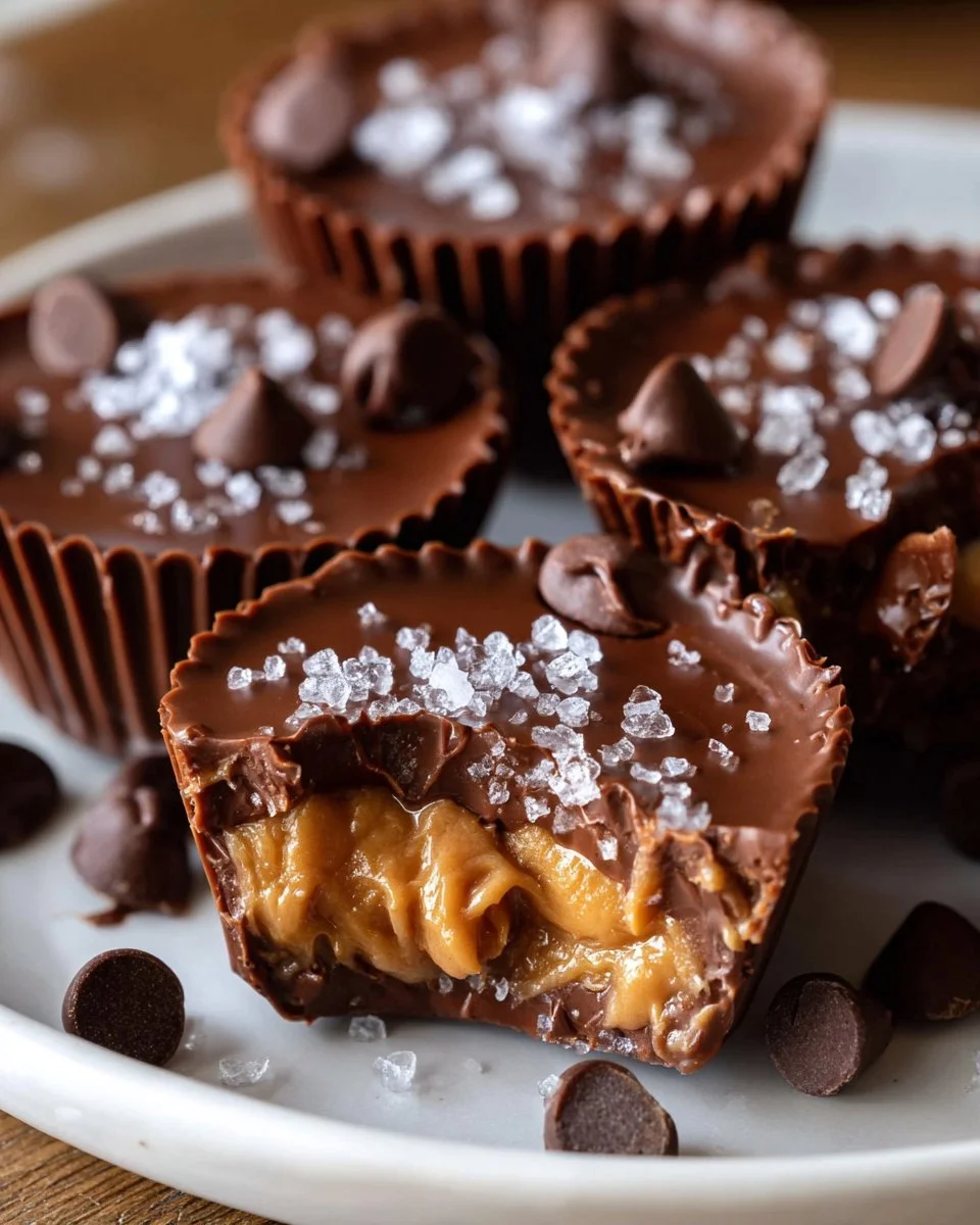 Homemade Chocolate Peanut Butter Cups with a creamy filling and chocolate coating.