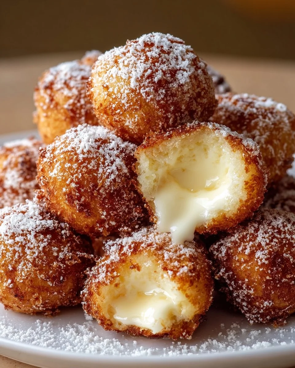 Crispy fried cheesecake bites served with toppings