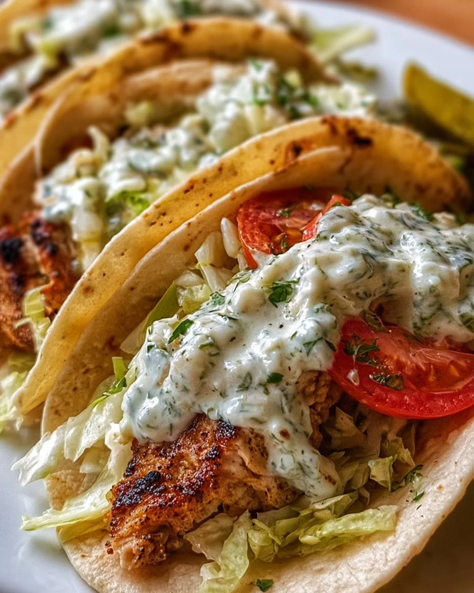 Dill Pickle Ranch Smash Chicken Tacos topped with fresh ingredients and garnishes
