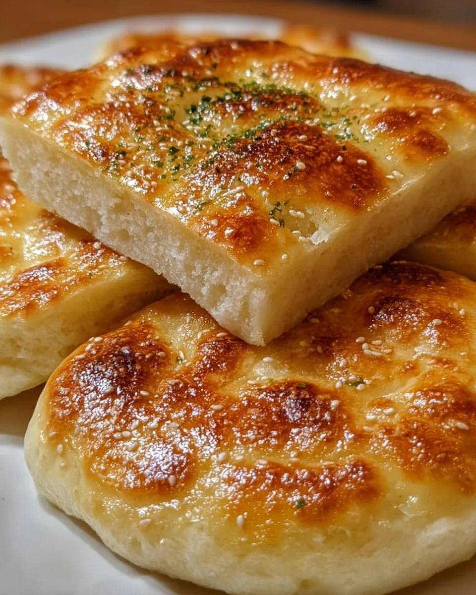 Homemade easy no-oven Turkish bread on a wooden board