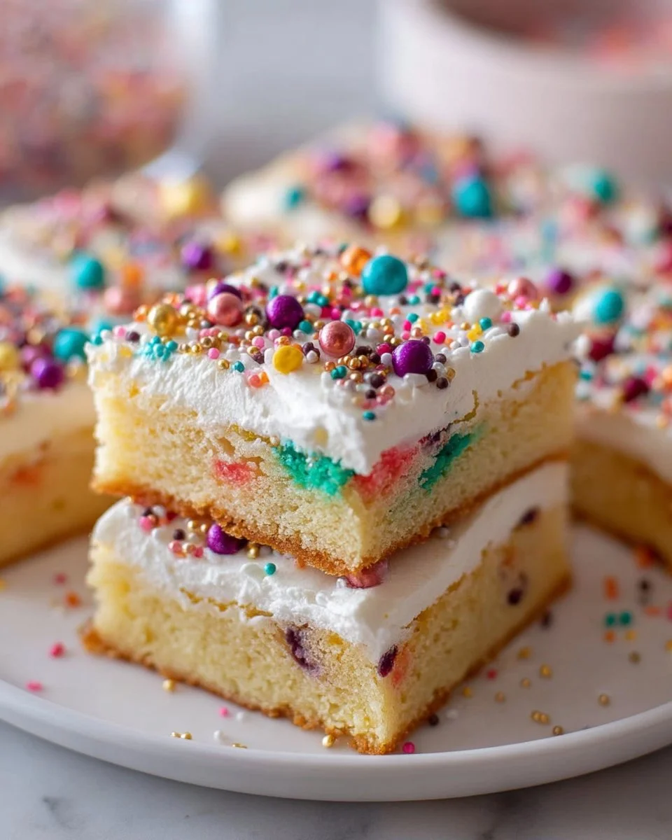 Delicious frosted sugar cookie bars in colorful icing on a plate