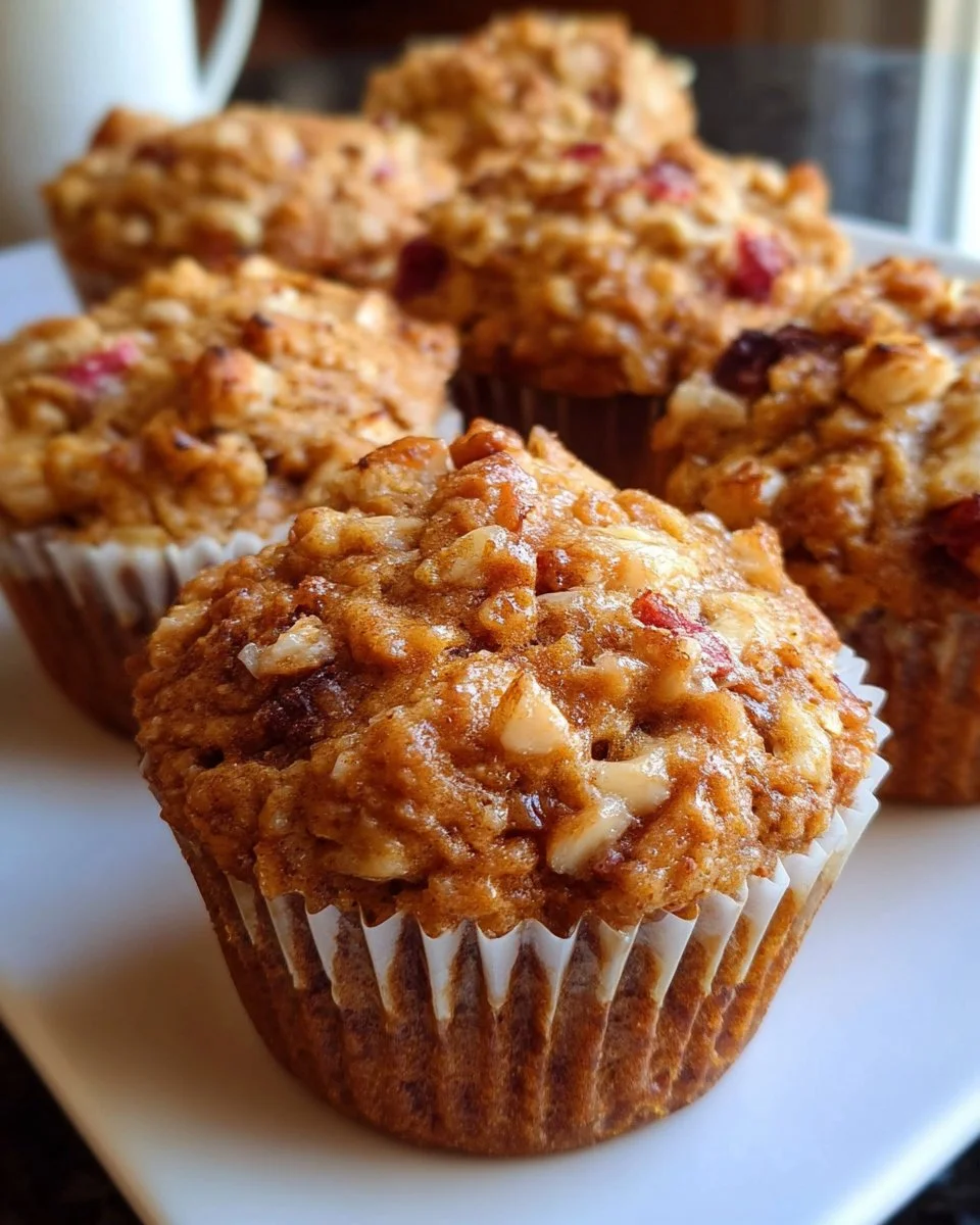 Healthy breakfast muffins with fruits and nuts for a nutritious start to the day.