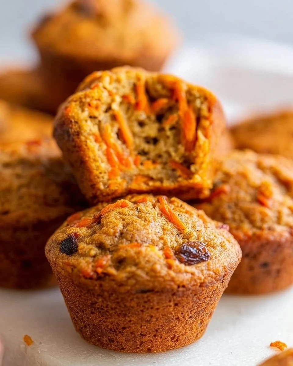 Healthy carrot muffins baked with wholesome ingredients and topped with icing.
