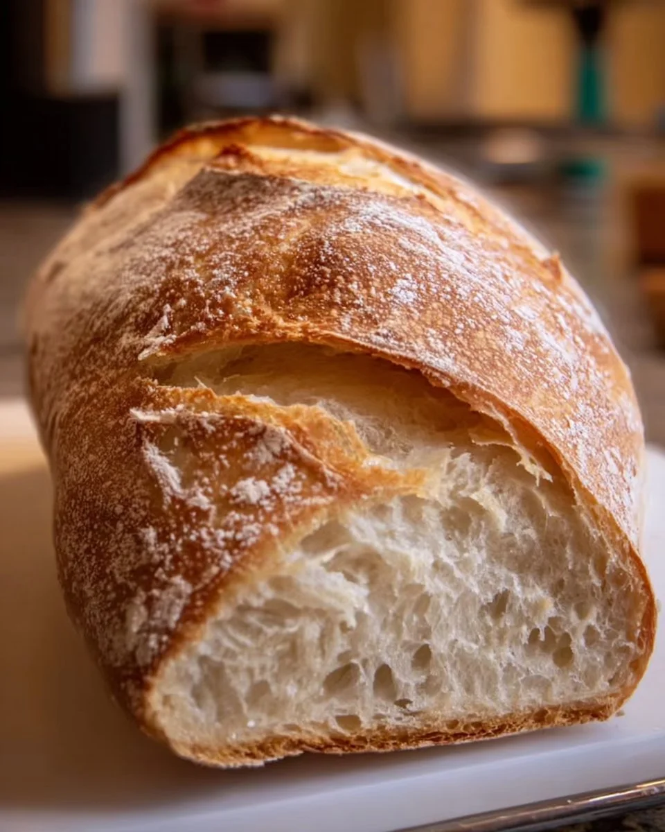 Homemade sourdough bread baked in a loaf pan with a crusty exterior