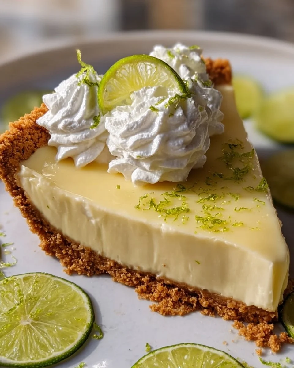 Delicious Key Lime Pie with a graham cracker crust and whipped cream topping