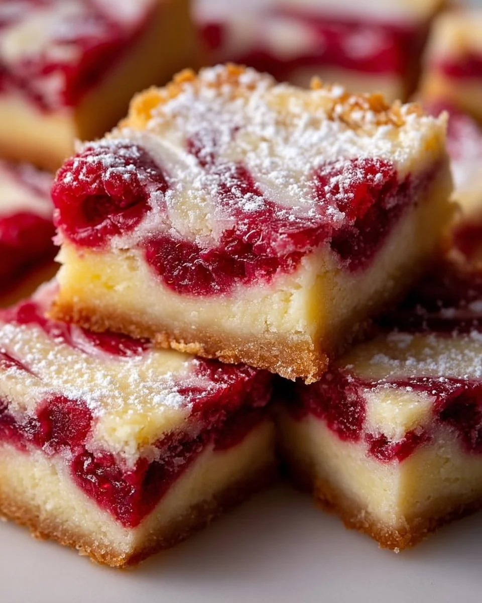 Lemon Raspberry Swirl Bars with vibrant swirls of lemon and raspberry flavor