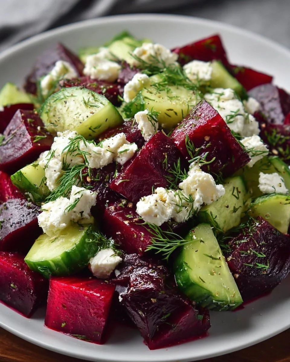Vibrant Mediterranean Beet Salad with fresh ingredients and vibrant colors