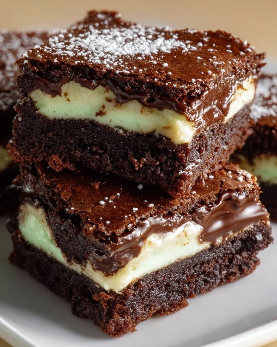 Delicious homemade Mint Brownies with chocolate and mint frosting