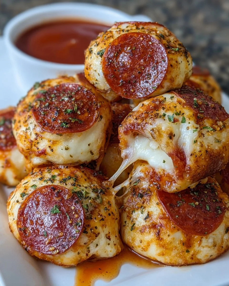 Delicious Pepperoni Pizza Bombs baked to perfection