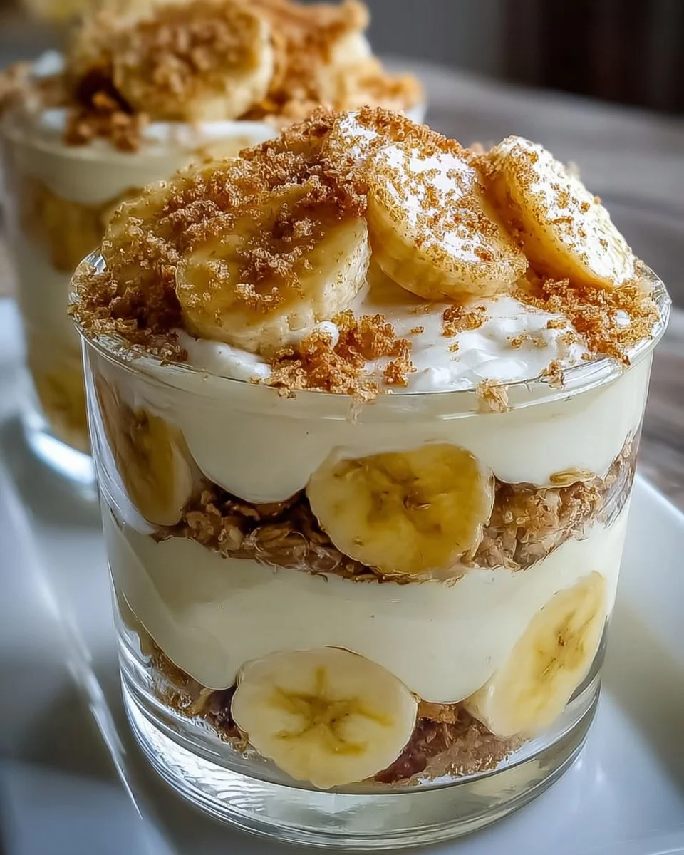 Delicious Protein Banana Pudding served in a bowl with banana slices on top
