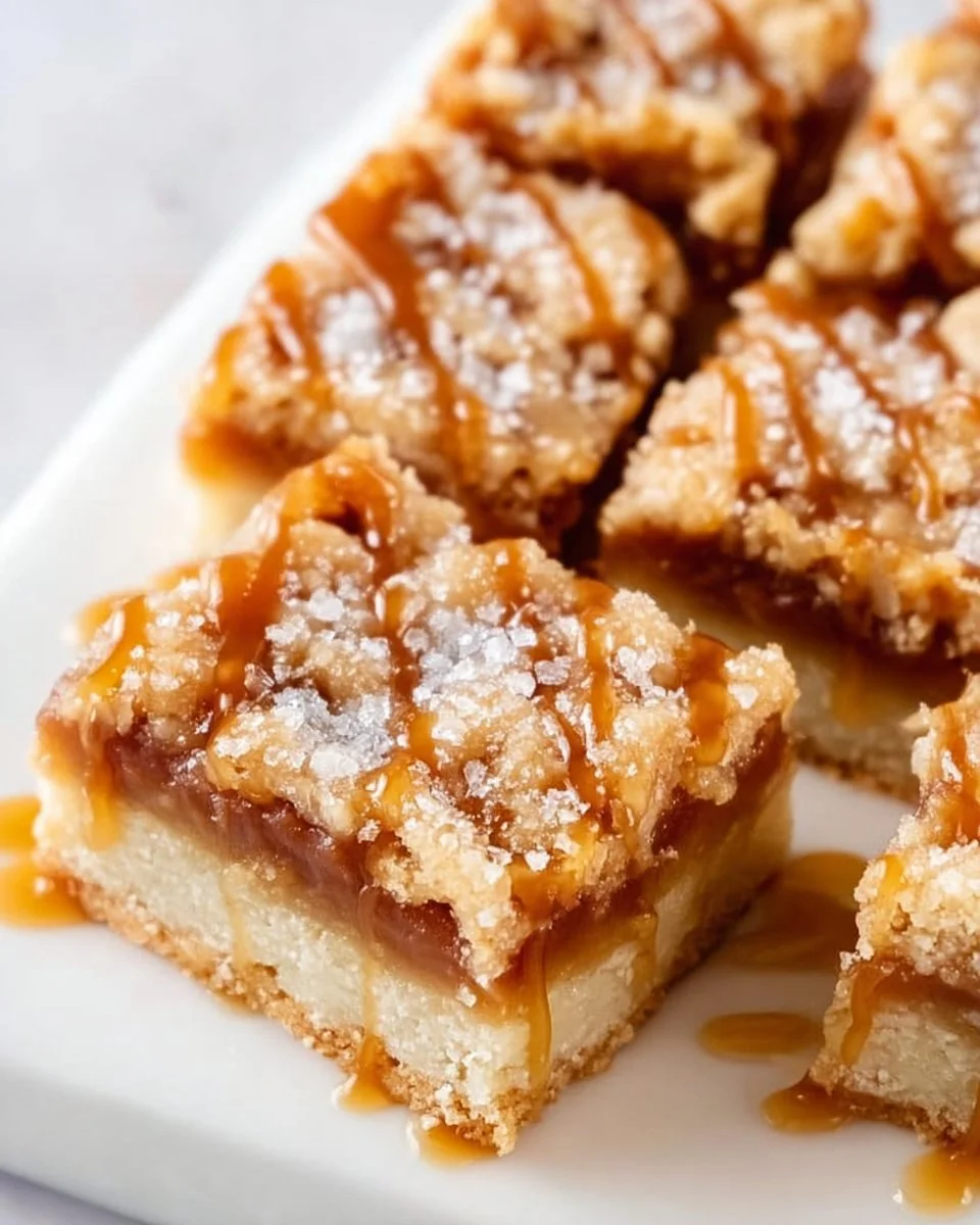Delicious salted caramel butter bars on a plate, ideal for dessert lovers