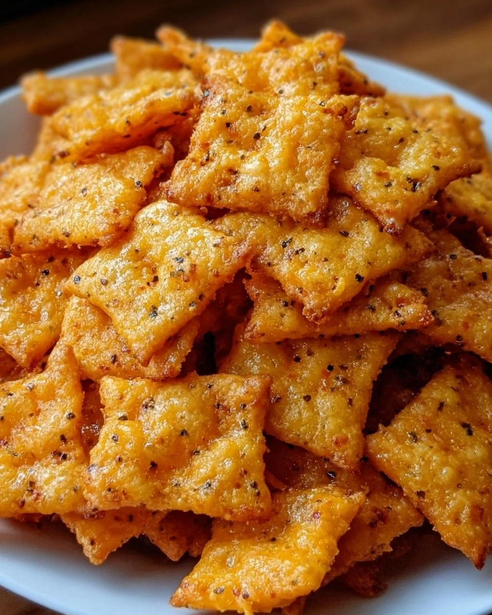 Homemade Sourdough Cheez-Its snack crackers in a bowl