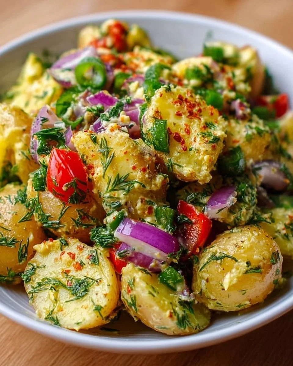 Delicious Turkish Potato Salad with fresh herbs and dressing