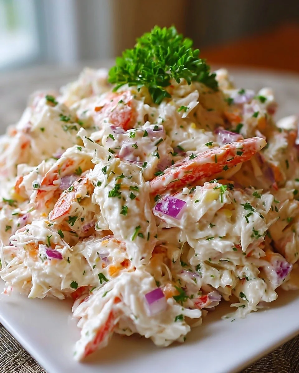 Delicious ultimate crab salad with fresh ingredients in a bowl