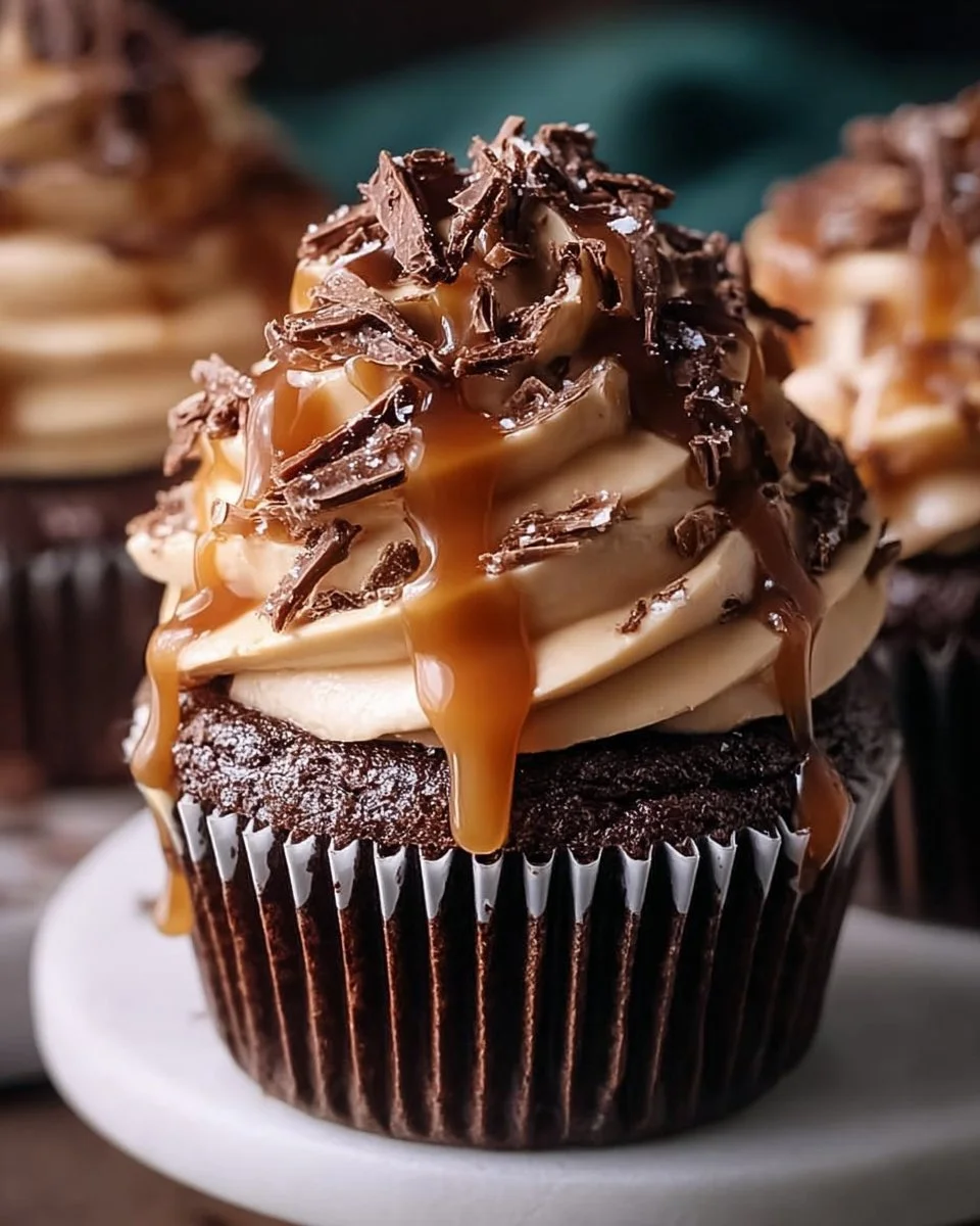 Chocolate Espresso Cupcakes with Salted Caramel Buttercream