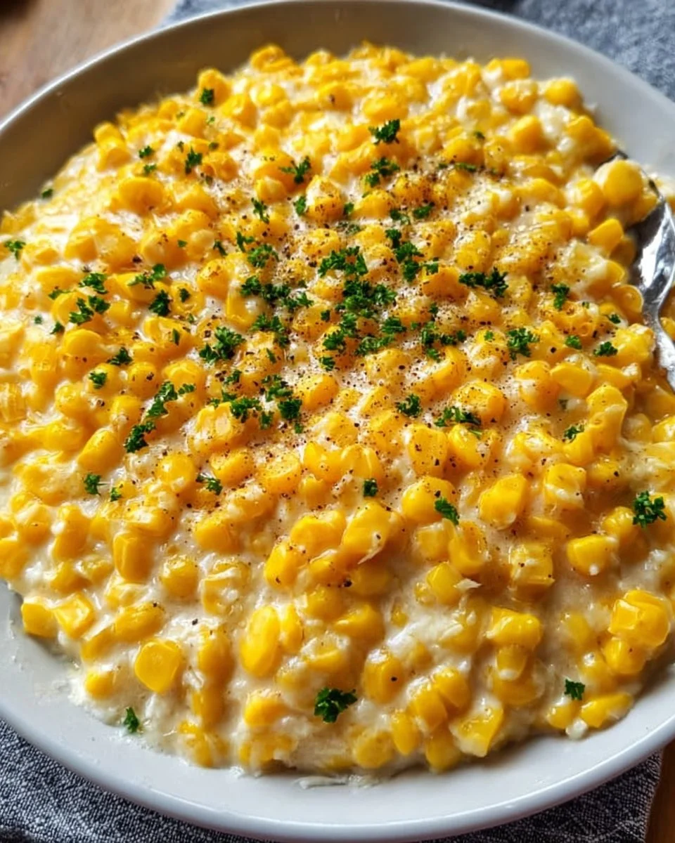 Delicious bowl of creamed corn served as a side dish