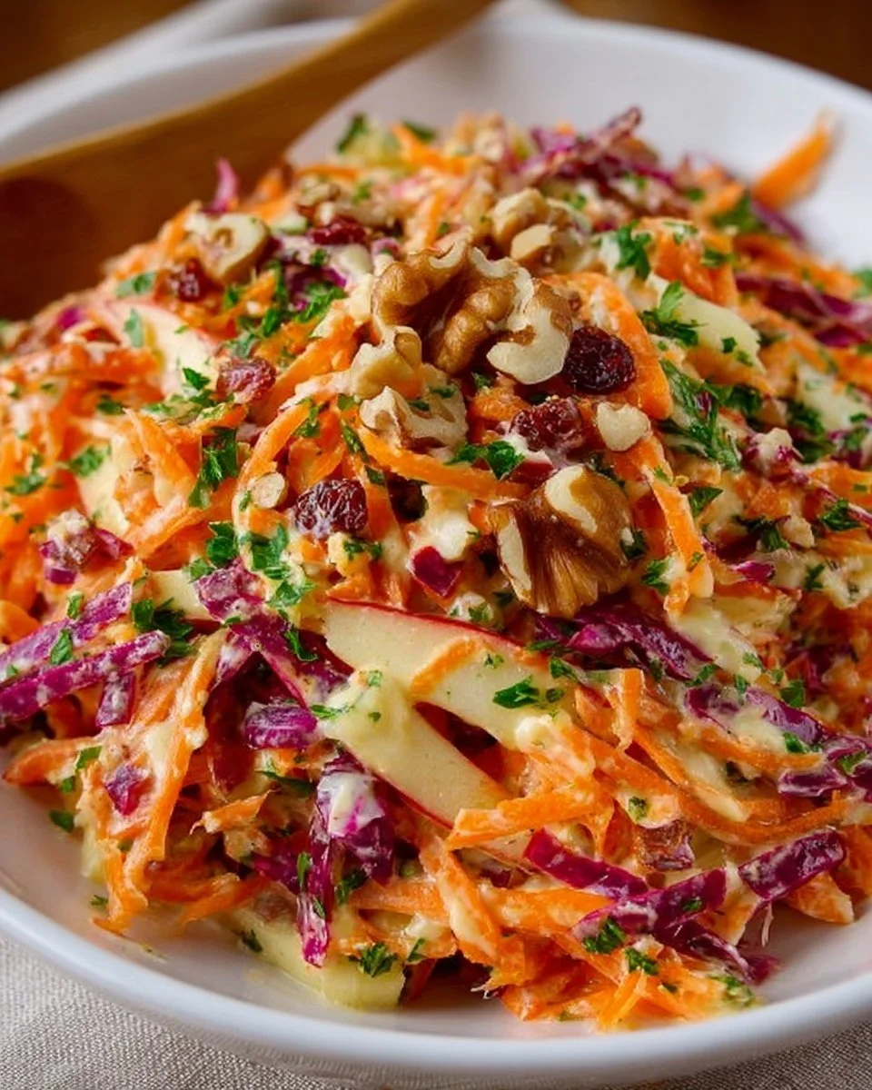 Fresh and crunchy apple carrot salad with vibrant colors in a bowl