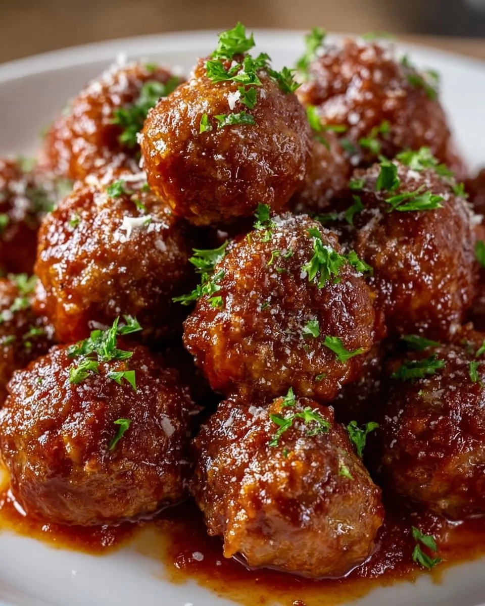 Delicious easy crockpot meatballs served in a bowl with sauce