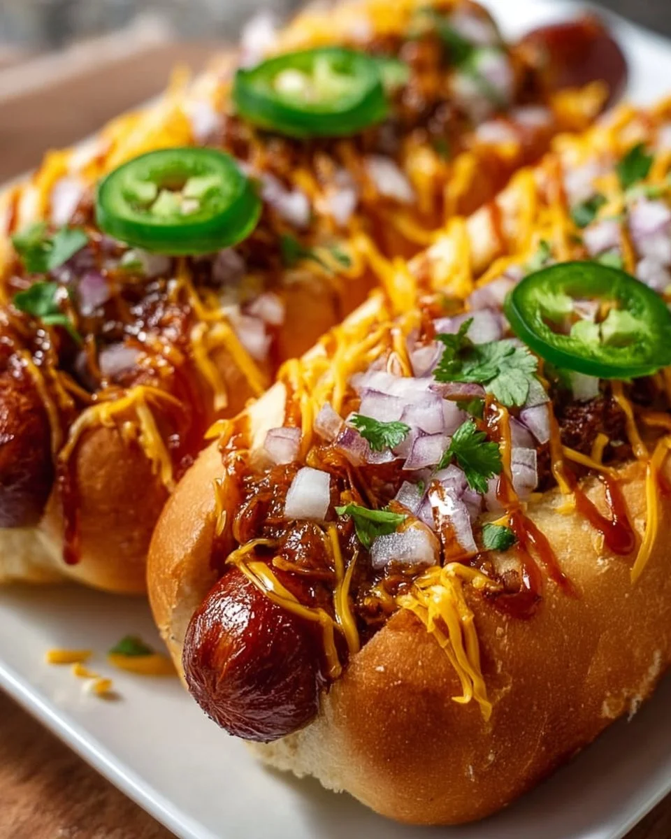 Firecracker Hot Dogs with a sweet and spicy kick served on a plate.
