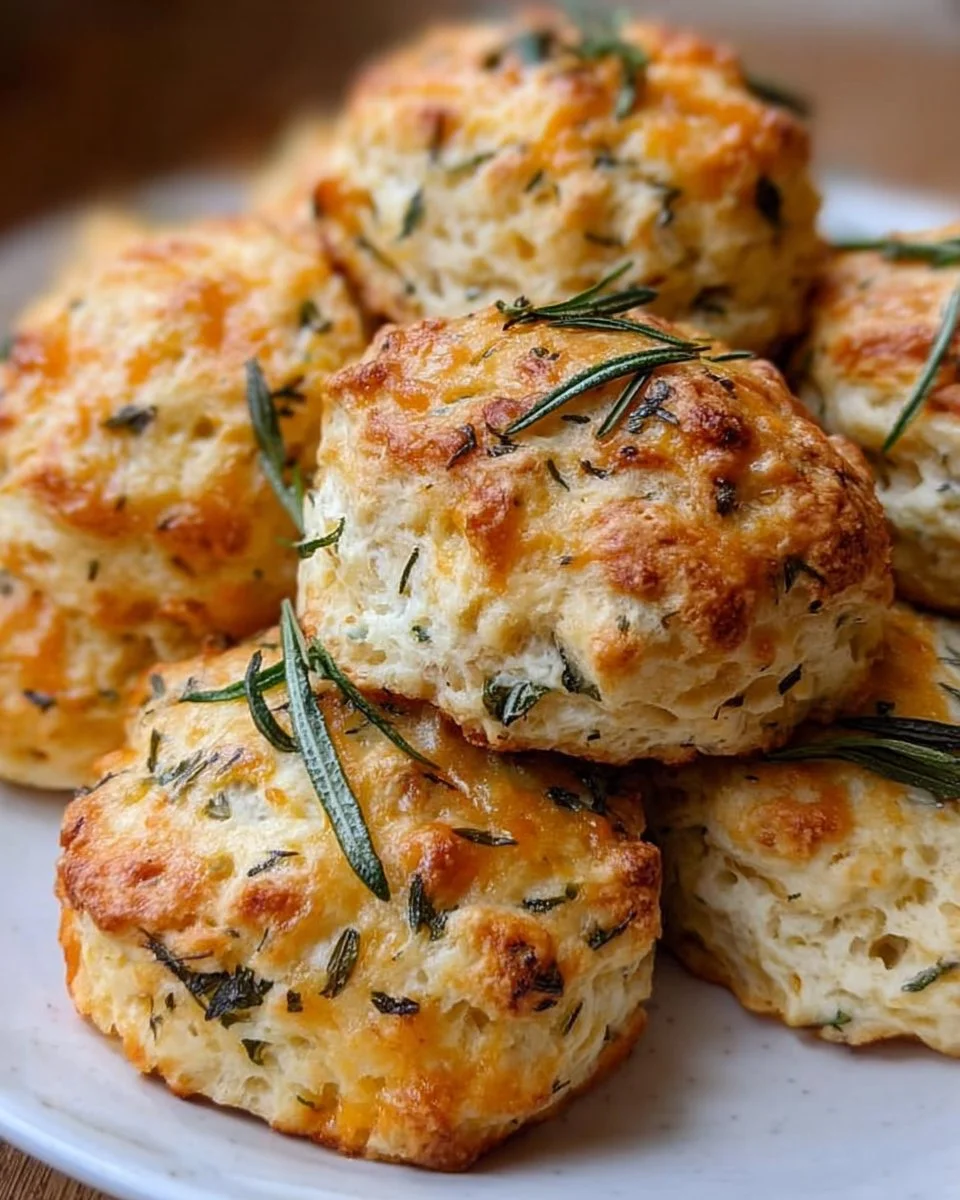 Batch of freshly baked garlic and herb sourdough biscuits on a cooling rack