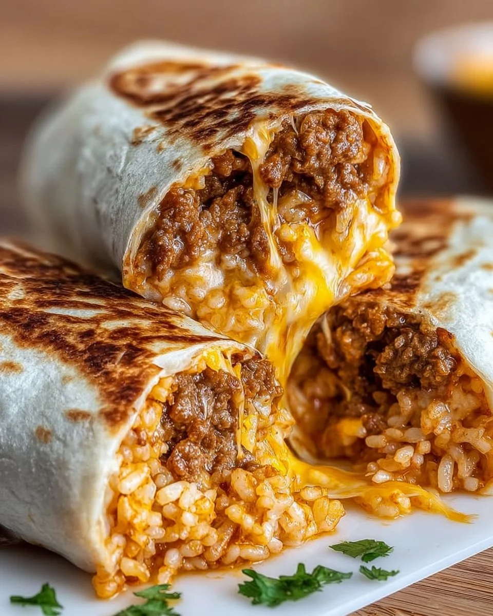 Delicious grilled cheese burrito with melted cheese wrapped in a warm tortilla