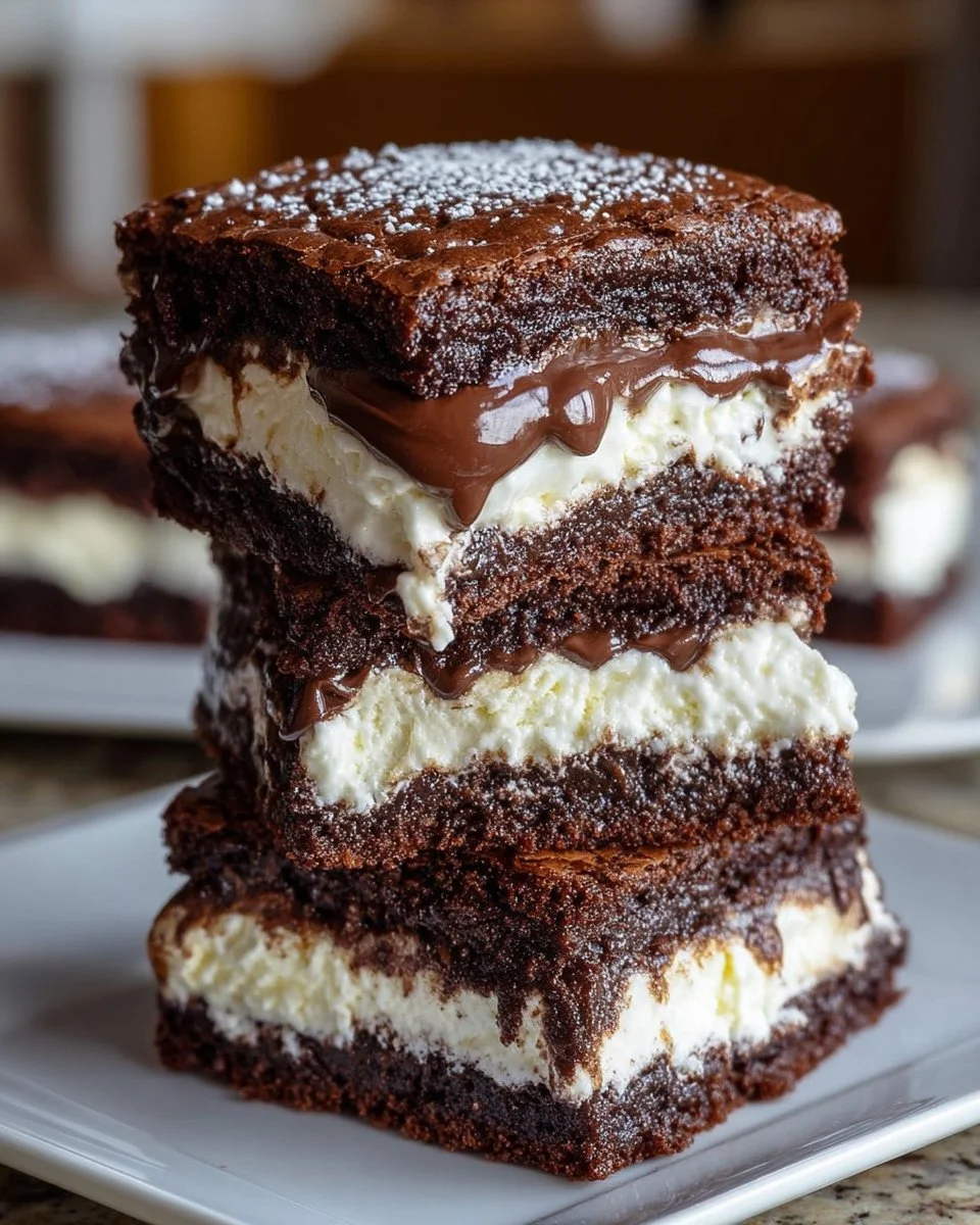 Delicious ice cream sandwiches made with homemade brownies on a plate.