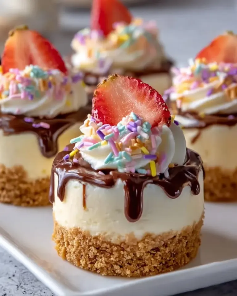 Delicious no-bake mini cheesecakes arranged on a plate