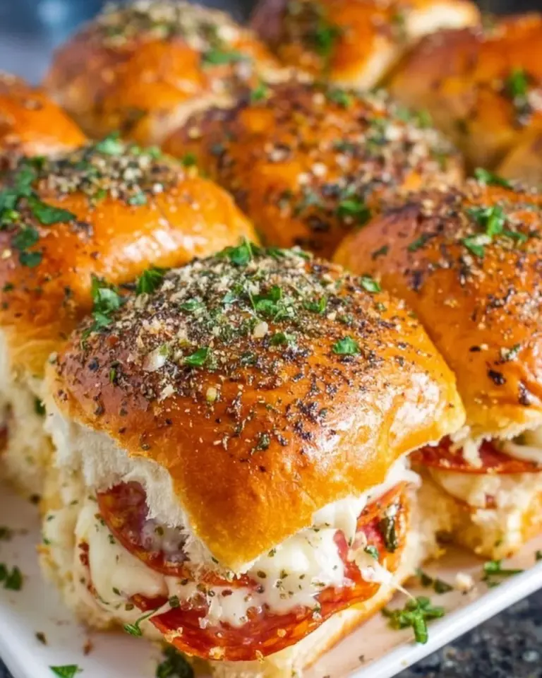 Image of homemade pepperoni sliders fresh out of the oven.