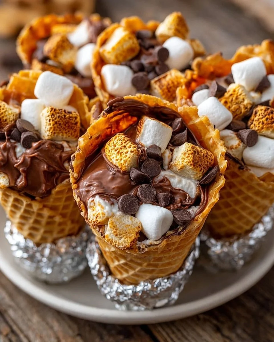 Reese's Campfire Cones filled with chocolate and marshmallows for a sweet treat