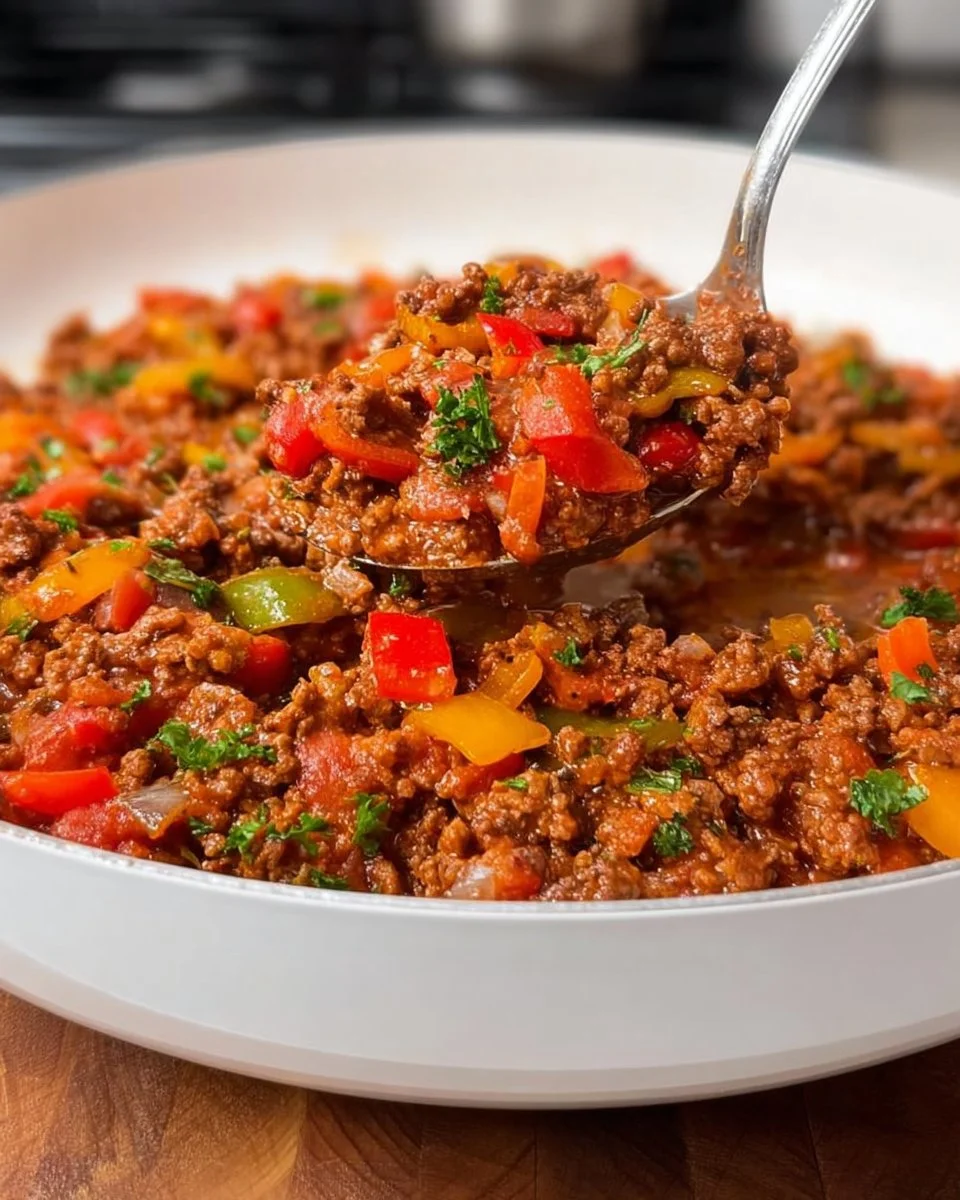 Delicious seasoned ground beef ready for taco filling