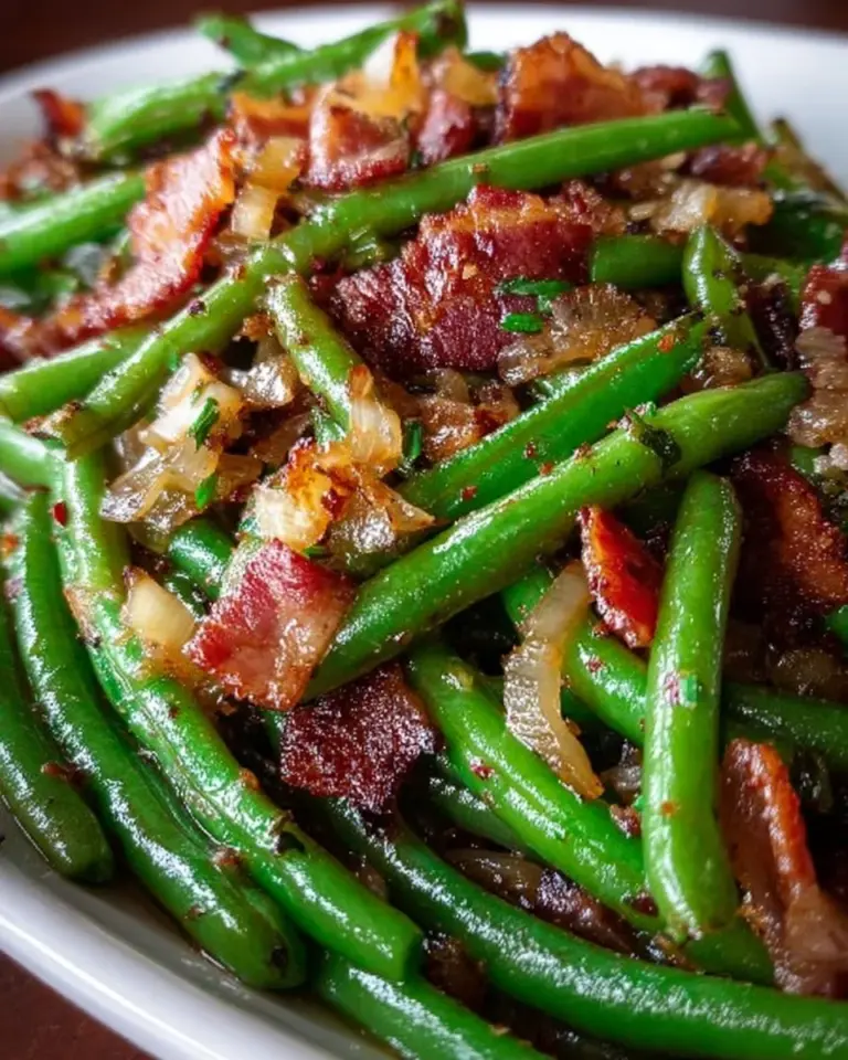 Southern-style Bacon and Green Beans dish served in a bowl