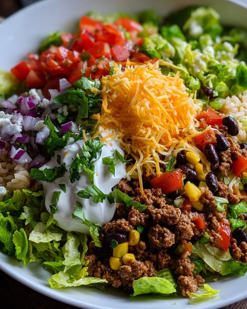 Delicious Taco Bowl with colorful toppings and fresh ingredients