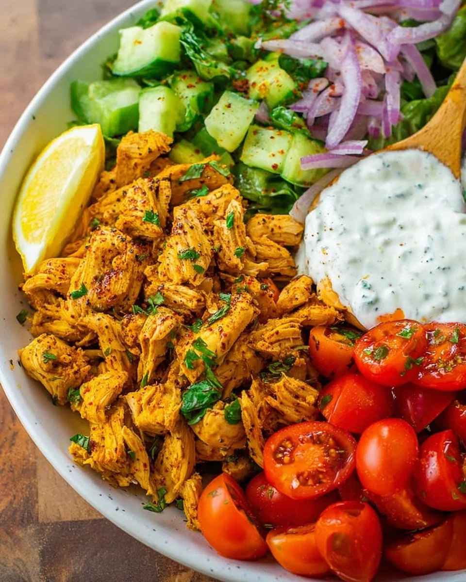 Delicious Chicken Shawarma Salad with fresh vegetables and aromatic spices