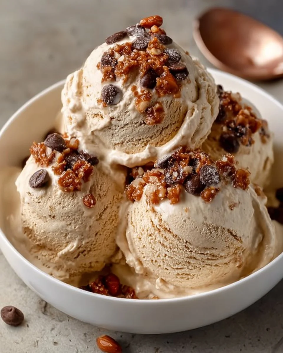 Delicious Coffee Crunch Ice Cream with rich coffee flavor and crunchy texture