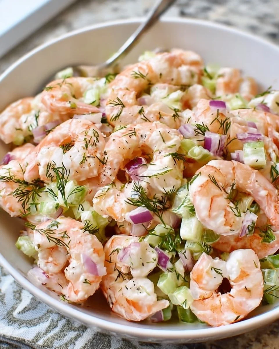 Delicious cold shrimp salad with fresh ingredients and vibrant flavors
