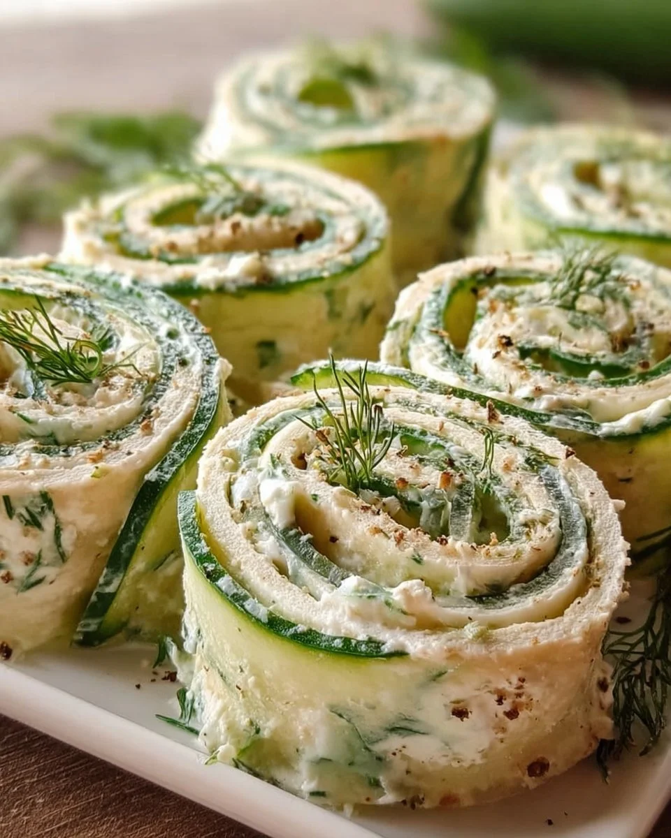 Cucumber Dill Pinwheels appetizer with cream cheese and fresh dill wrapped in tortillas