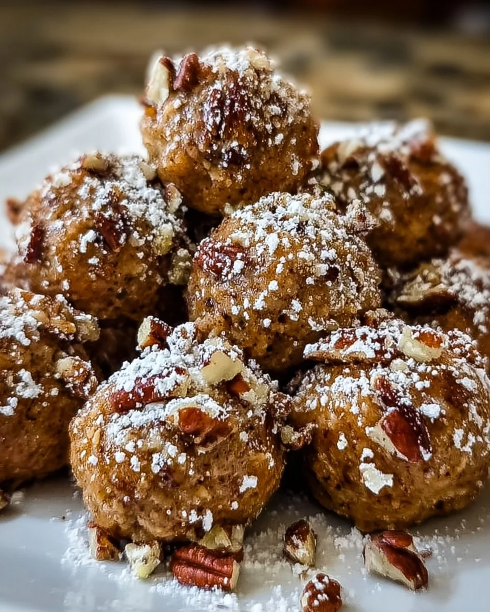 Delicious homemade Grandma's Pecan Pie Balls with a sugary glaze.
